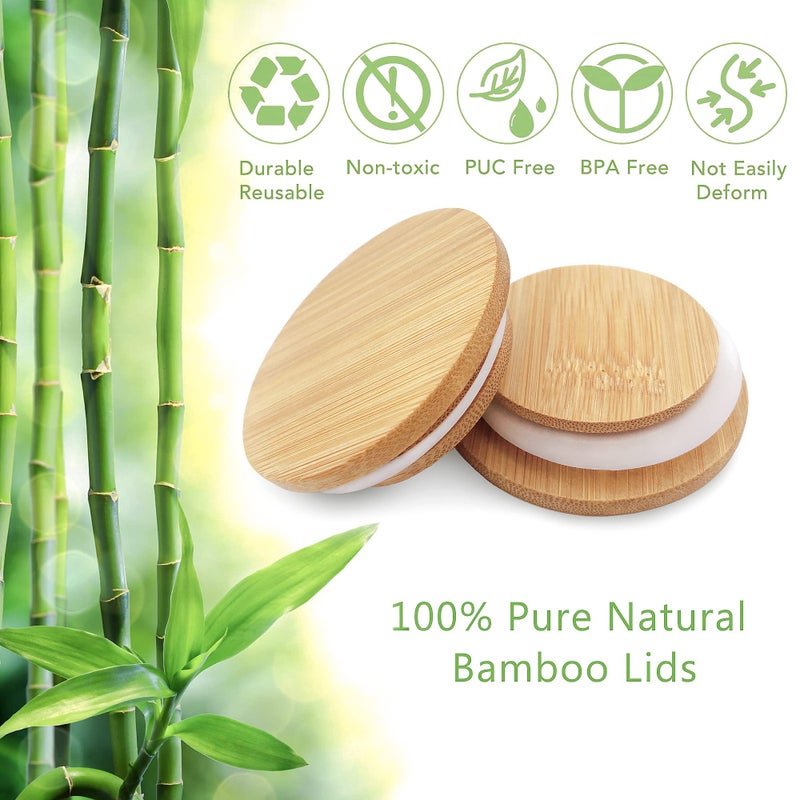 KIKINIKO Oui Yogurt Jar Lids - 24 Pack Oui Lids - Natural Bamboo Wood with Silicone Sealing Ring and Oui Yogurt Jar Label for 5 oz Oui Yogurt Jars. - Image 3